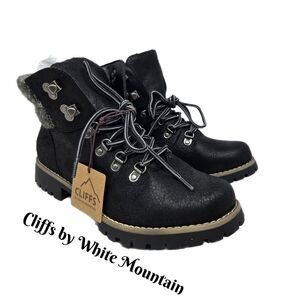 Cliffs By White Mountain Womens Sz 8.5W Pathfield Black Winter Hiking Boots